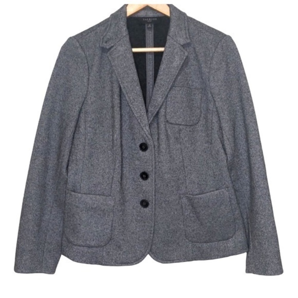 Talbots wool double breasted fitted pocket blazer